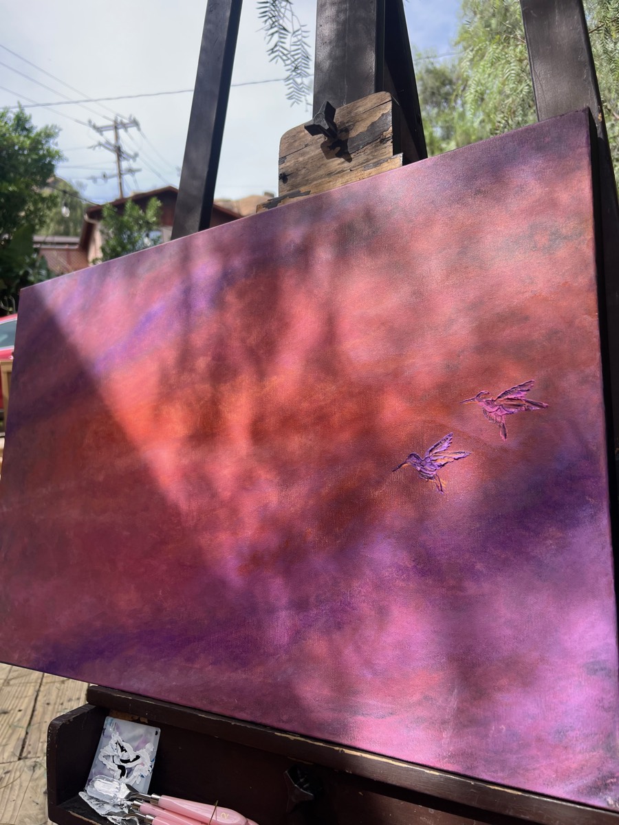 Your hummingbird painting — twin hummingbirds